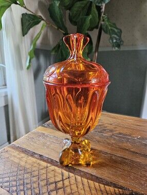 Vintage MCM Viking Glass Candy Dish, Orange 4. (60s)